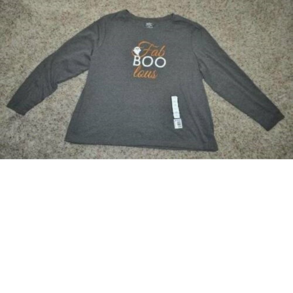 Halloween FabBOOlous Shirt Plus 2X Long Sleeve Crew Neck Womens Adult
